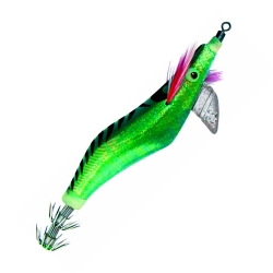 Squid Jig Contoured Lure - Green Glitter - 14cm