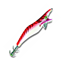 Squid Jig Contoured Lure - Red and White - 14cm