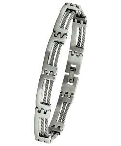 Unbranded Stainless Steel Gents 2 Row Wire Bracelet