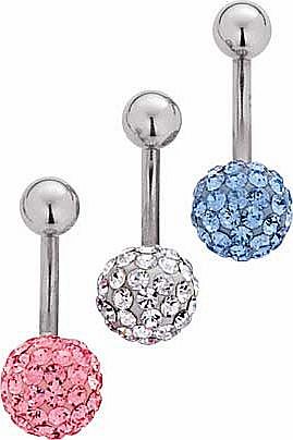 Unbranded Stainless Steel Glitzy Belly Bars - Set of 3