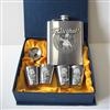 Unbranded Stainless steel hip flask and shot cup set: 17cm x 17cm x 6.5cm