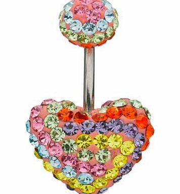 Unbranded Stainless Steel Multicoloured Crystal Heart