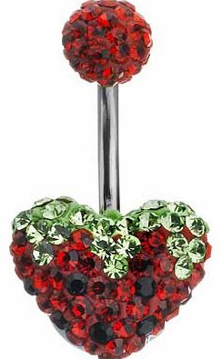 Unbranded Stainless Steel Strawberry Heart Belly Bar
