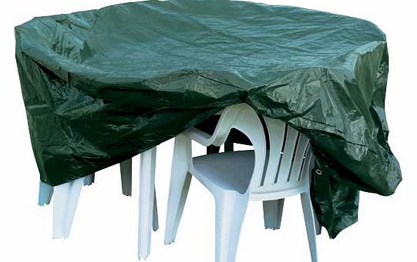 Save yourself the hassle of lugging your furniture to and from the shed with this Oval Patio Furniture Set Cover. Featuring a green polyethylene design. it blends effortlessly into your garden and is both frost resistant and shower proof. allowing yo