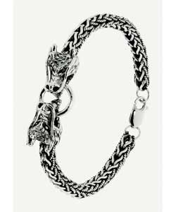 Sterling Silver 1oz Double Dragon Head Bracelet