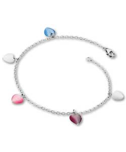Sterling Silver 5 Heart Charm Anklet