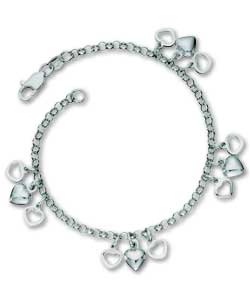 Sterling Silver Charm Bracelet Solid/Hollow Heart Charms