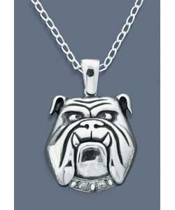 Sterling Silver Cubic Zirconia Bull Dog Pendant