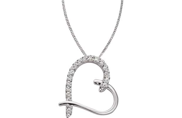 Unbranded Sterling Silver Cubic Zirconia Open Heart Pendant