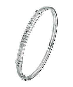 Sterling Silver Cubic Zirconia Princess Cut Bangle