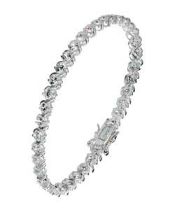 Sterling Silver Cubic Zirconia Set Round Bracelet