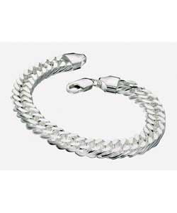 Sterling Silver Diamond Cut Double Curb Bracelet