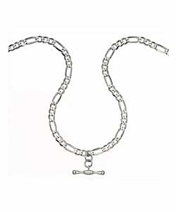 Sterling Silver Diamond Cut Figaro T-Bar Chain