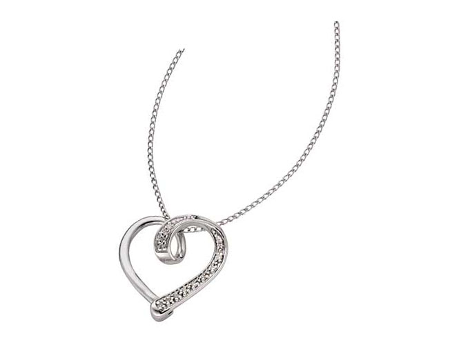 Unbranded Sterling Silver Diamond Heart Pave Set Slide