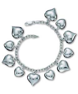 Sterling Silver Heaps of Hearts Charm Bracelet