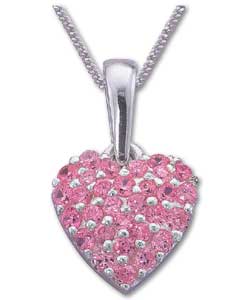 Sterling Silver Pink Crystal Heart Pendant