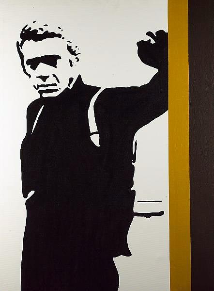 This stunning, large original oil on canvas depicts the late and great Steve McQueen in the classic 