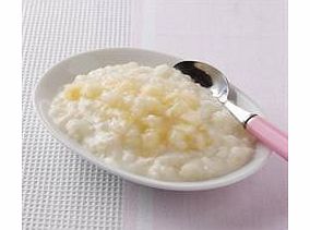 Delicious rice pudding topped with tasty stewed apple.