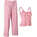 Sticky Rubber Ladies Pyjamas. 2 piece pyjama set consisting of elasticated draw string bottoms and