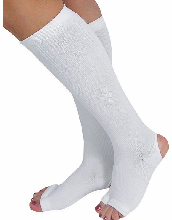Elasticated stockings to support swollen legs. Unique gel arch relief pads on sole. Encourages good blood circulation. Prevents pain and inflammation. Stirrup design for maximum comfort.