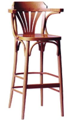 Beech Fan back bentwood stool ideal for breakfast bars
