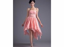 Unbranded Strapless High-low Pleat Beaded Short-length