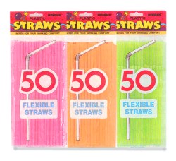 Straws - flex - pack of 50 - single neon colour