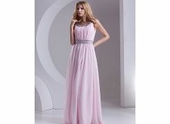 Unbranded Stretch satin Chiffon Floor-length Scoop Pink