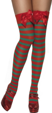 Unbranded Stripy Elf Stockings with Bow