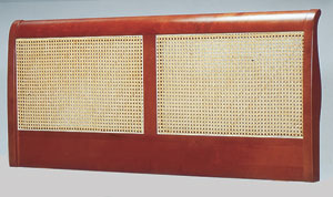 A luxurious solid maple with rattan headboard from