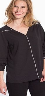 Unbranded Stylish Dual Fabric Long-Sleeved V-Neck Blouse