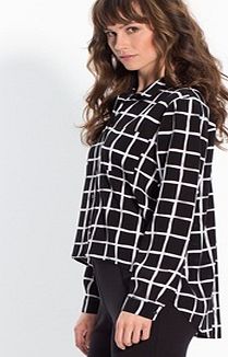Unbranded Stylish Two-Tone Checked Asymmetric Blouse