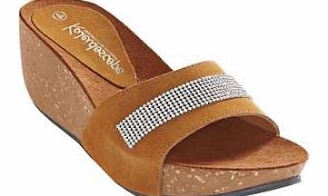 Fabulous Italian suede sandals with comfort contoured footbed sole. Made extra special by the lovely diamante trim. Mules Features: Upper: Leather Sock: Textile Lining/sole: Other materials Wedge height approx. 6 cm (2 ins)