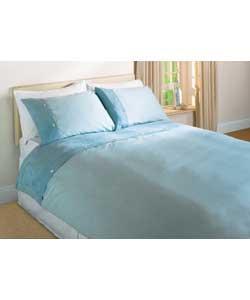 Suede Effect Top Cuff King Size Duvet Cover Set - Blue