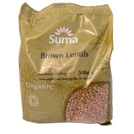 Unbranded Suma Organic Lentils - Brown - (dried) 500g