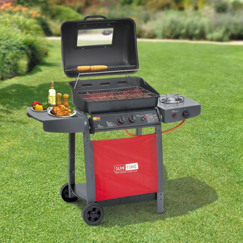 This striking 2 burner barbecue trolley is both compact and practical with an array of features. The