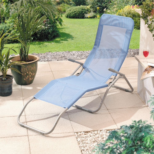 Treat yourself to the tuscany reclining deckchair  made from metal and textilene and with 2 reclinin