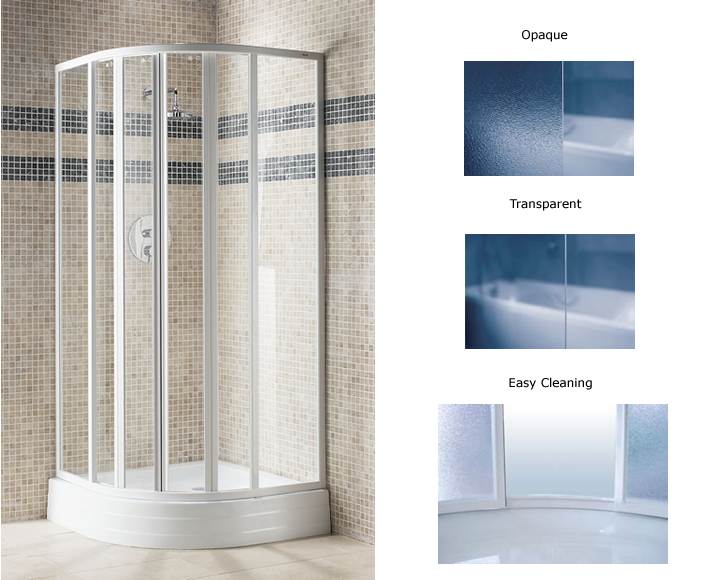 The SKKP6 80 transparent is the smallest of this shower enclosure range consisting of four flat slid