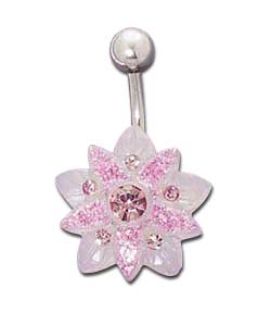 Surgical Steel and Titanium Flashing Flower Body Bar