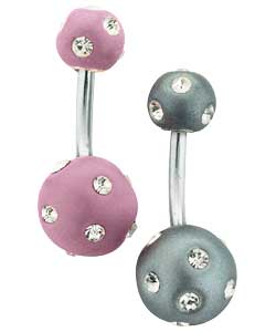 Unbranded Surgical Steel Crystal Lunar Bead Belly Bars -