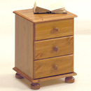 Sussex pine 3 drawer bedside furniture