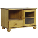 Sussex pine wide TV and Hi-Fi unit furniture