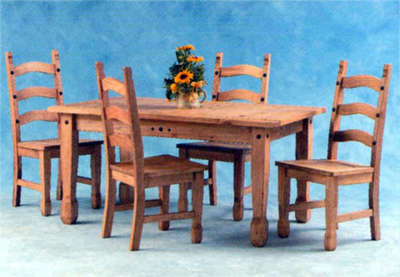 The popular mexican look is well defined in this panel effect distressed waxed pine table with 4