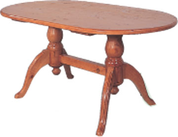 This oval pine dining table has a lovely twin pedestal. Great Value