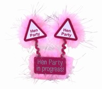 Table Sign: Hen Party In Progress Pink Feather
