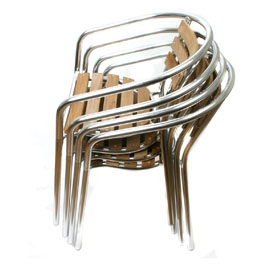 This teak and aluminium bistro chair or aluminium cafe furniture set has become increasingly popular