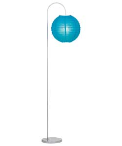 Unbranded Teal Paper Shade Ball Floor Lamp
