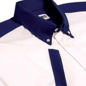 Teamwears Clubman is a crisp short sleeve white shirt with contrasting navy blue coloured trim. Will