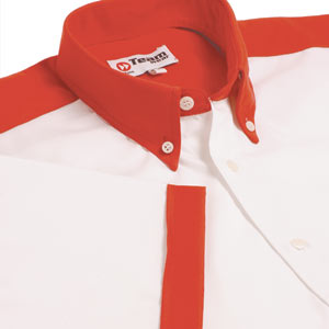 Teamwears Clubman is a crisp short sleeve white shirt with contrasting red coloured trim. Will guara