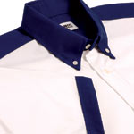Teamwear`s Clubman is a crisp short sleeve white shirt with contrasting navy blue coloured trim. Wil